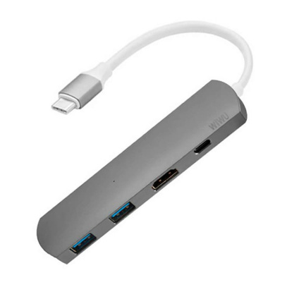Переходник WiWU для MacBook Type-C Hub 5в1 (T3) Space Grey, серый космос