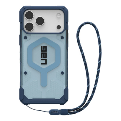Чехол для iPhone 17 Pro Max с MagSafe Uag Pathfinder Clear (Active Blues Lanyard) Прозрачно-голубой