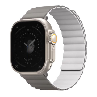 Ремешок UNIQ для Apple Watch 49/45/44/42 мм Revix reversible Magnetic (49MM-REVAGRYDWHT) Белый/Серый