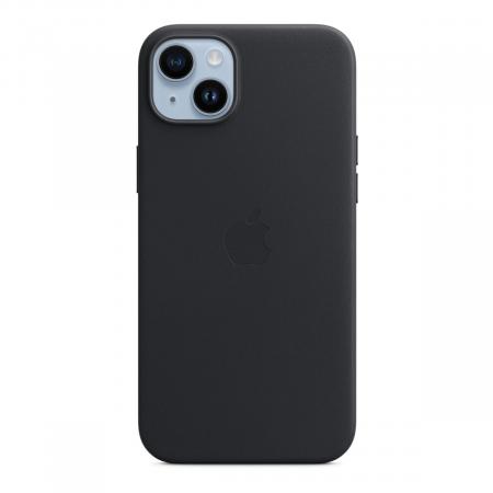 Чехол Leather Case MagSafe для Apple iPhone 14 Plus «Midnight» Черный Чехол Leather Case MagSafe для Apple iPhone 14 Plus «Midnight» Черный