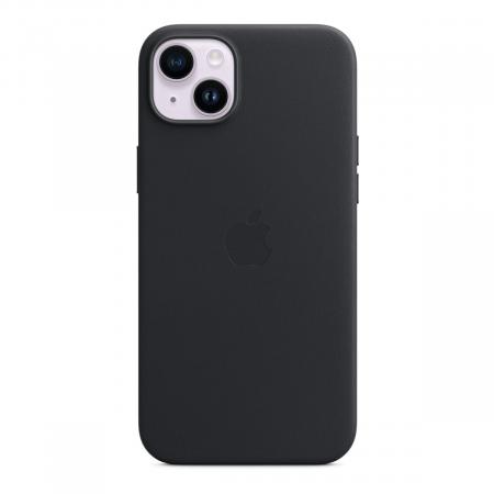 Чехол Leather Case MagSafe для Apple iPhone 14 Plus «Midnight» Черный Чехол Leather Case MagSafe для Apple iPhone 14 Plus «Midnight» Черный