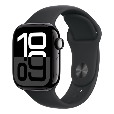 Apple Watch Series 10, 42 мм корпус из алюминия цвета «Jet Black», ремешок Sport Band размера S/M цвета «Black»