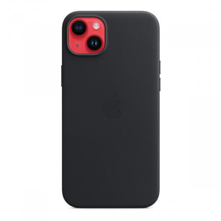 Чехол Leather Case MagSafe для Apple iPhone 14 Plus «Midnight» Черный Чехол Leather Case MagSafe для Apple iPhone 14 Plus «Midnight» Черный