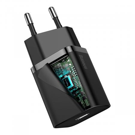 Сетевое зарядное устройство USB Type-C Baseus Super Si Quick Charger 1C 20 Вт EU (CCSUP-B01) Черный Сетевое зарядное устройство USB Type-C Baseus Super Si Quick Charger 1C 20 Вт EU (CCSUP-B01) Черный
