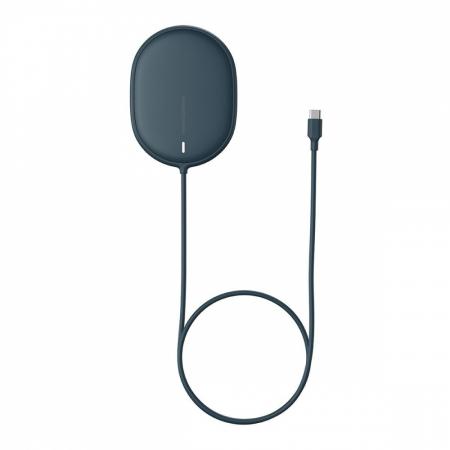 Беспроводное зарядное устройство 15w Baseus Light Magnetic Wireless Charger, Type-C кабель 1,5 м (WXQJ-03) Синий