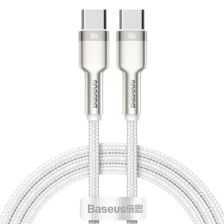 Кабель Baseus Cafule Series Metal Data Cable Type-C - Type-C, 100W, 1 м (CATJK-C02) Белый