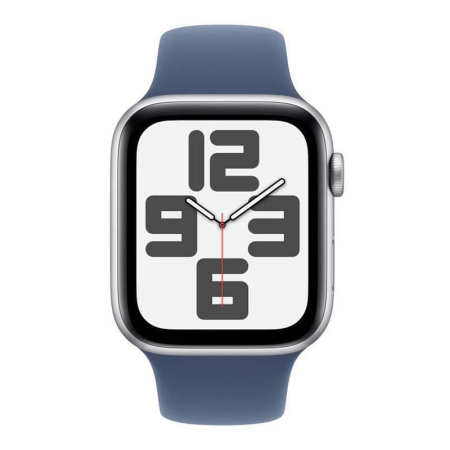 Apple Watch SE (2024), 40 мм корпус из алюминия цвета «Silver», ремешок Sport Band размера M/L цвета «Denim»