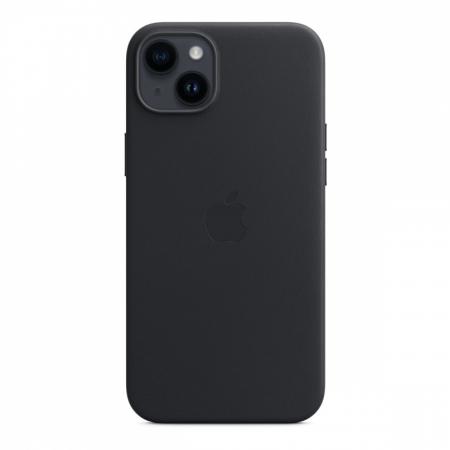 Чехол Leather Case MagSafe для Apple iPhone 14 Plus «Midnight» Черный Чехол Leather Case MagSafe для Apple iPhone 14 Plus «Midnight» Черный