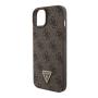 Чехол Guess для iPhone 15 Plus PU 4G Triangle Diamond metal logo Hard (GUHCP15MP4TDPW) Коричневый