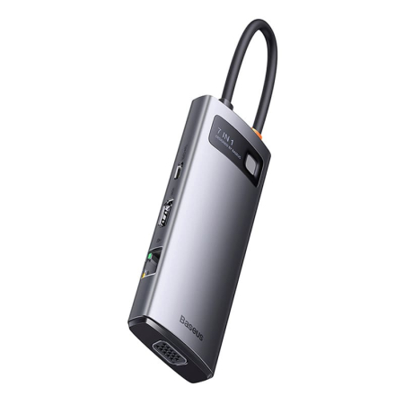 Хаб Baseus Metal Gleam Series 7в1 Multifunctional Type-C HUB Docking Station (WKWG040013) Серый