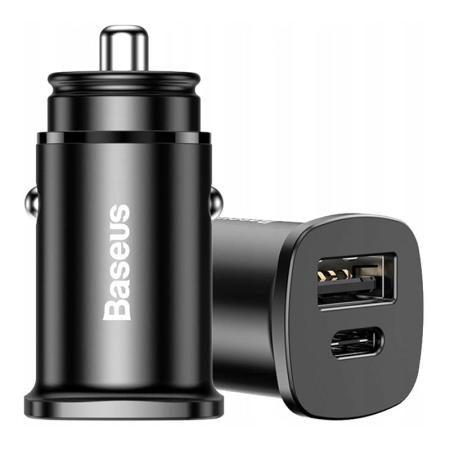 Автомобильное зарядное устройство Baseus Square Metal PPS Car Charger A+C 30W BS-C15C (CCALL-AS01) Черный