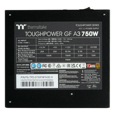 Блок питания Thermaltake Toughpower GF A3 (PS-TPD-0750FNFAGE-H) Gold, 750 Вт Чёрный